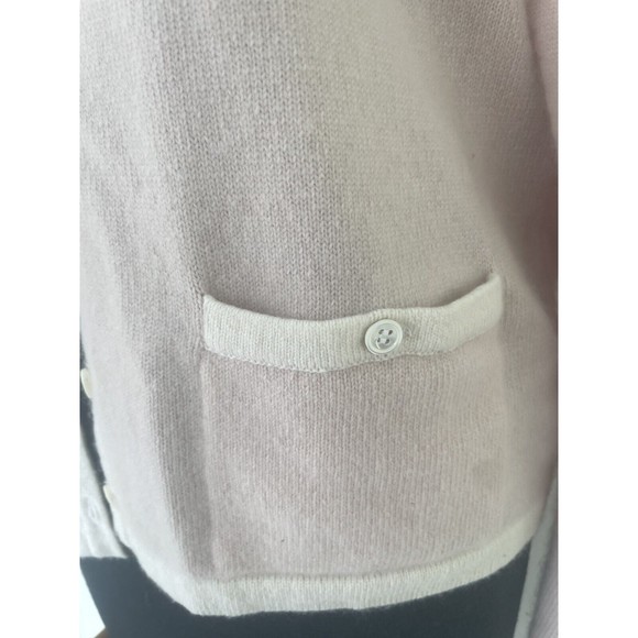 CASHMERES  made in Scotland Soft Pink Cashmere Cardigan White Trim Small - Picture 2 of 8